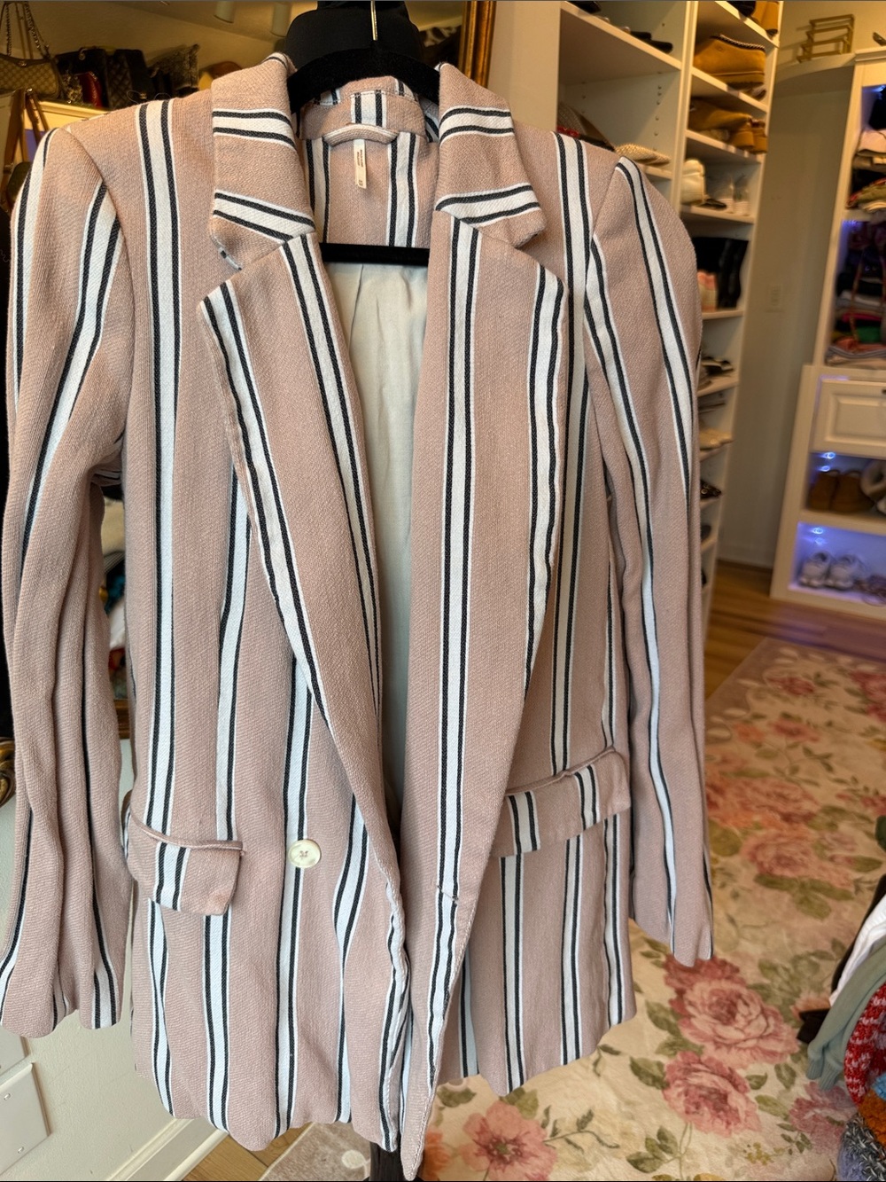 Free People Dusty Rose Striped Blazer